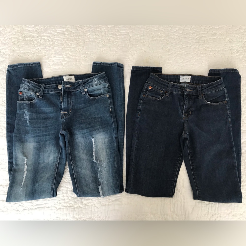 Lot of 2 Hudson Jeans. 1 ripped faded. 1 regular wash Girls size 14